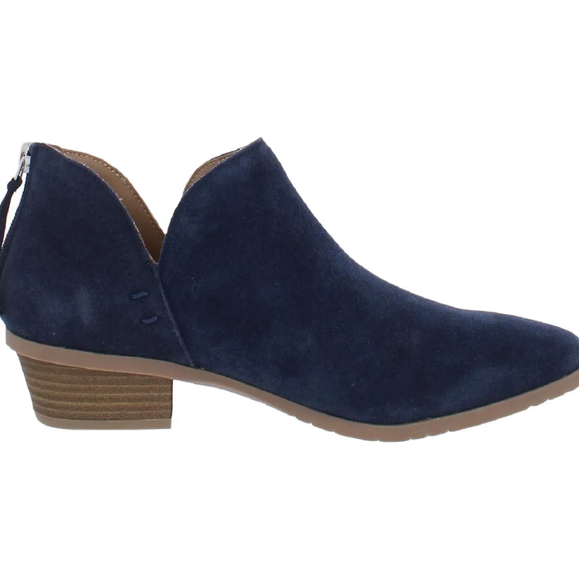 Sideway Suede Stacked Block Heel Ankle Boots
