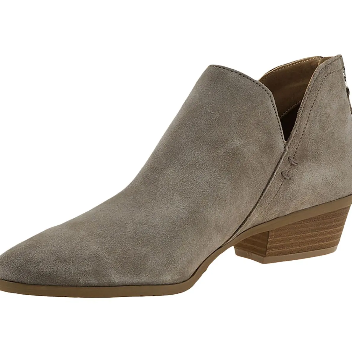 Sideway Suede Stacked Block Heel Ankle Boots