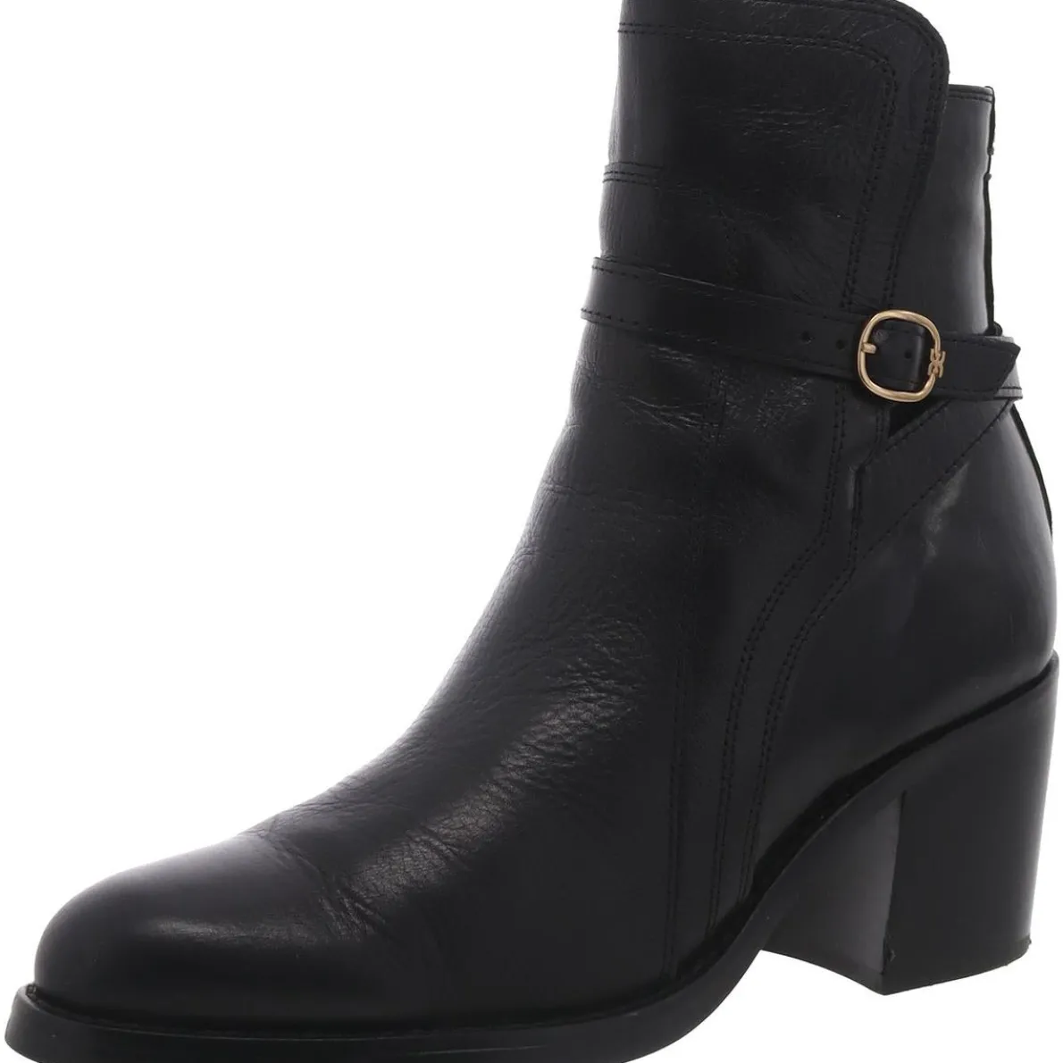 Simona Leather Block Heel Ankle Boots