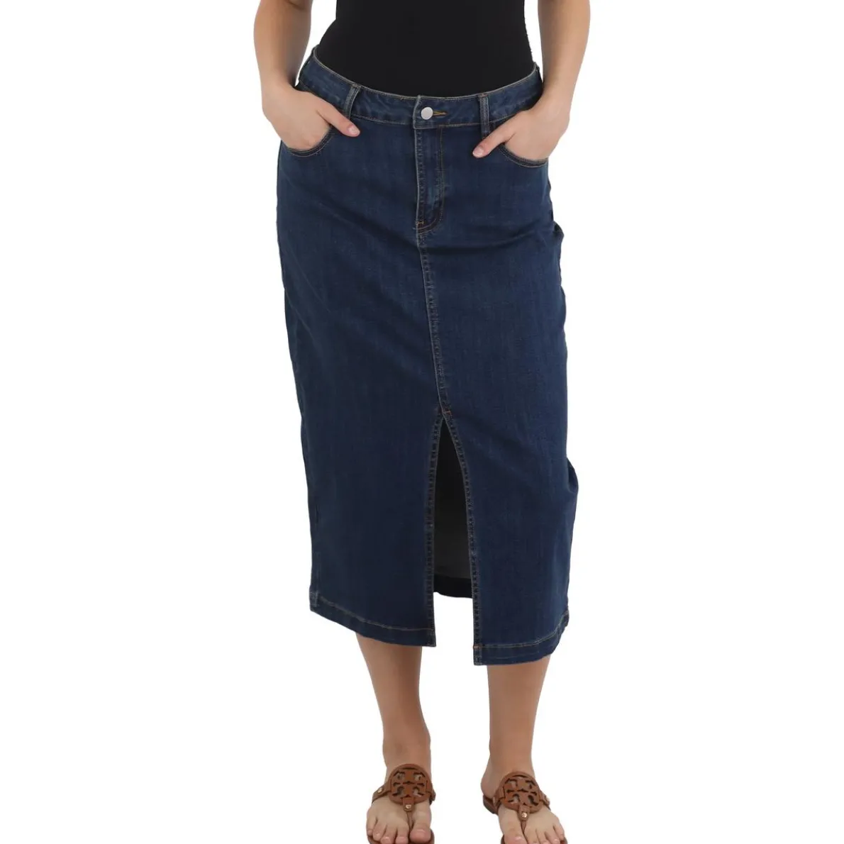 Slit Denim Denim Skirt