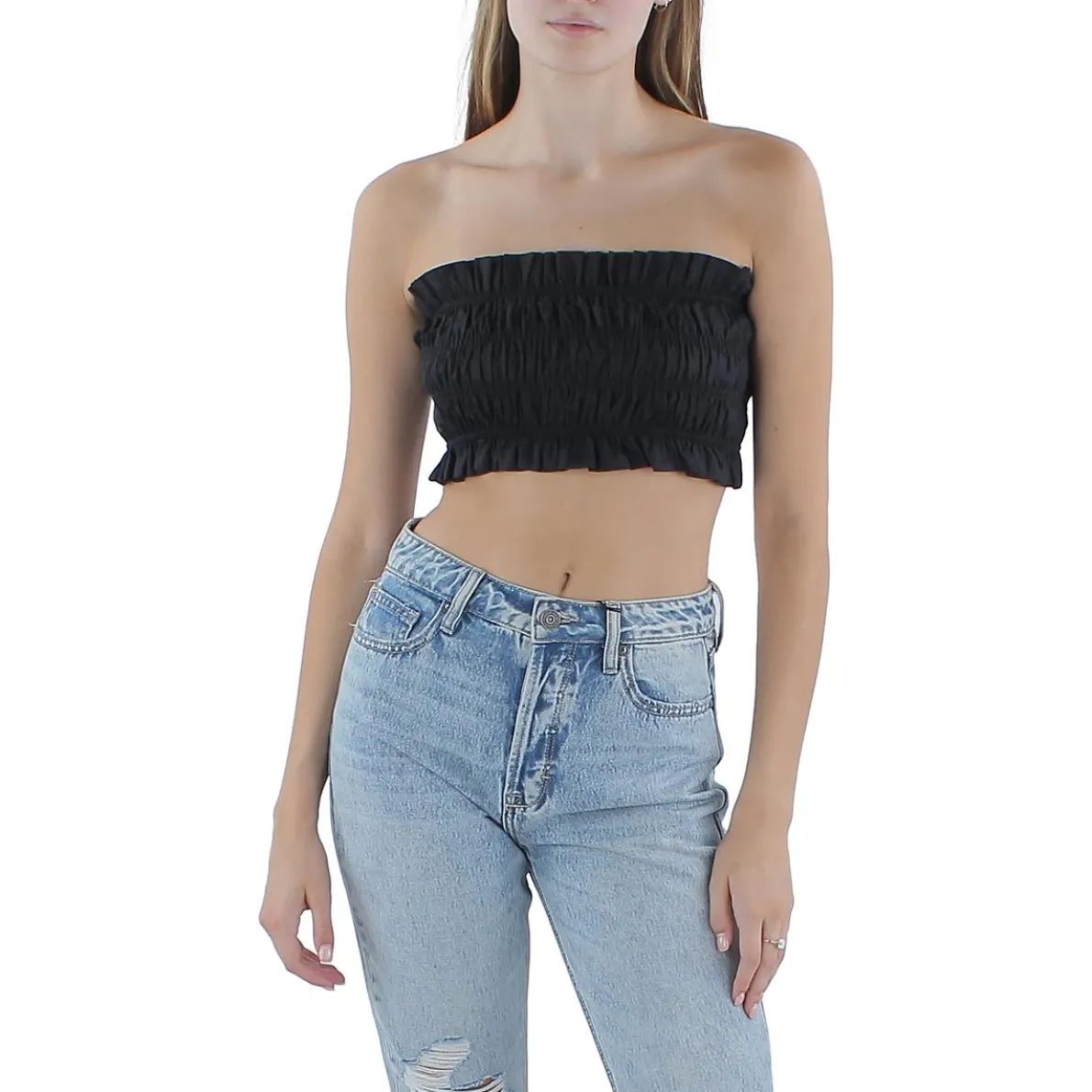 Smocked Stretch Strapless Top