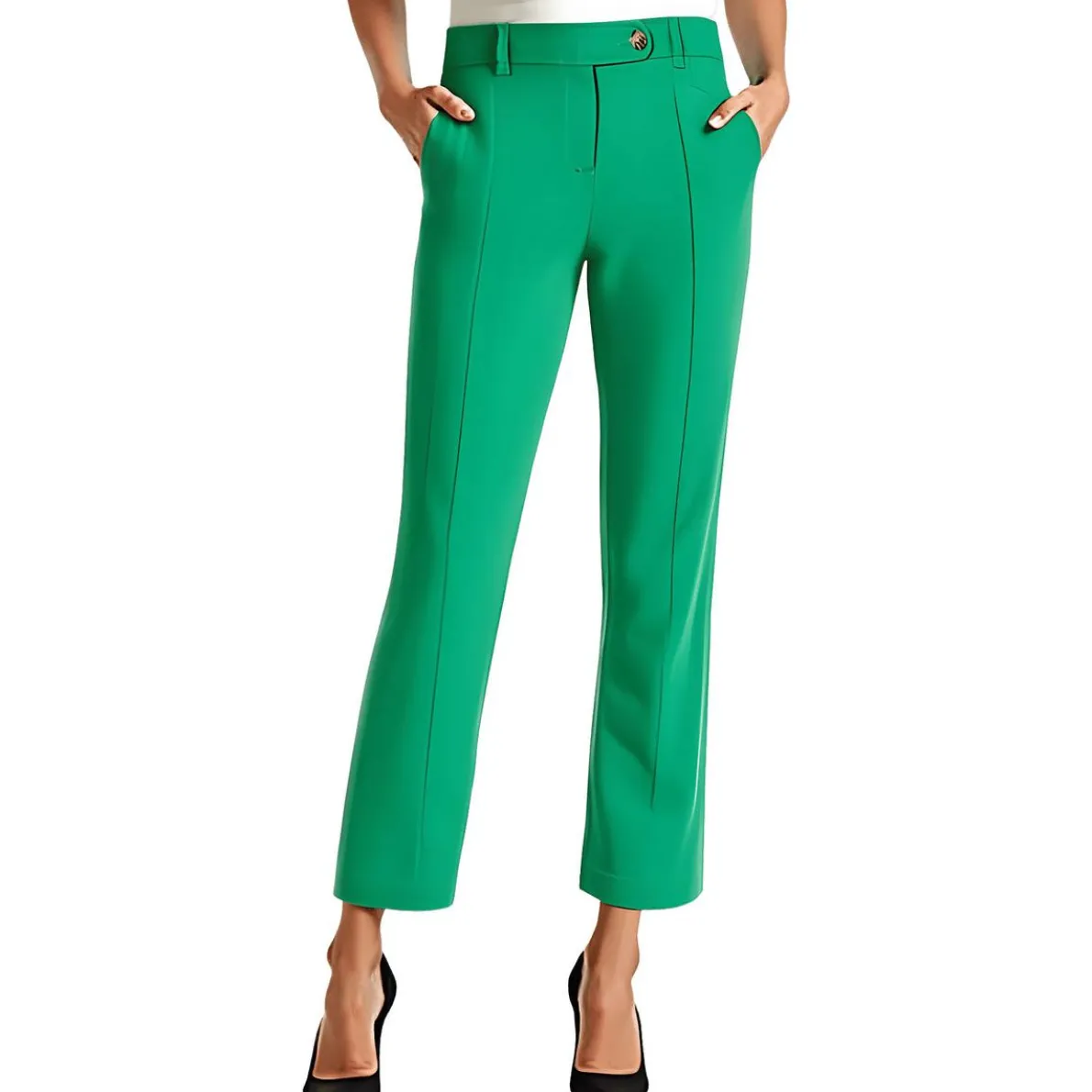 Solid Cotton Ankle Pants