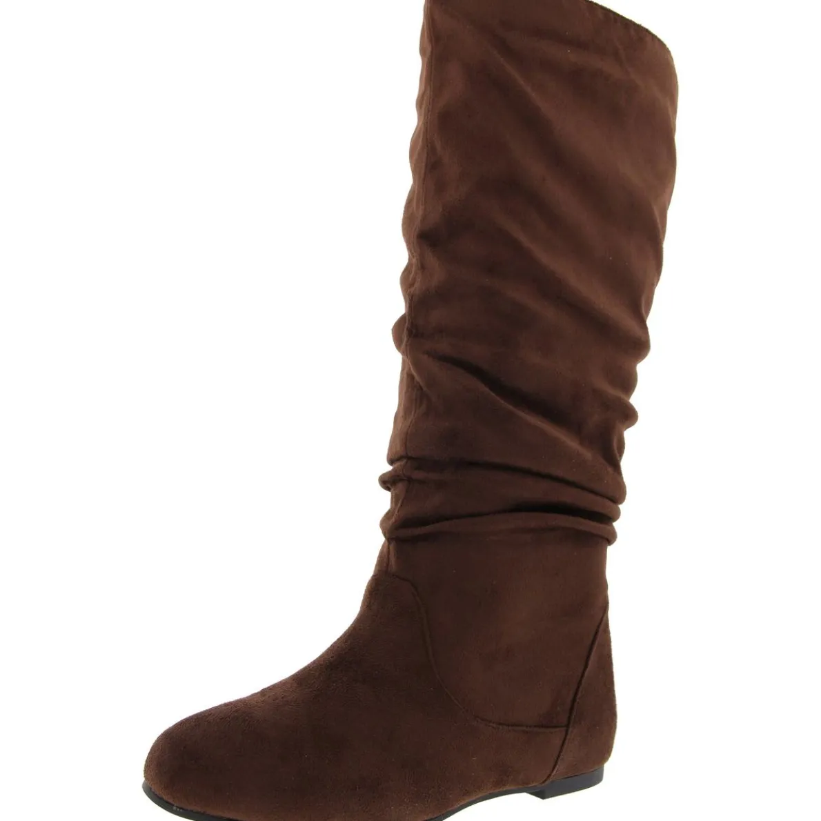 Solid Faux Suede Knee-High Boots