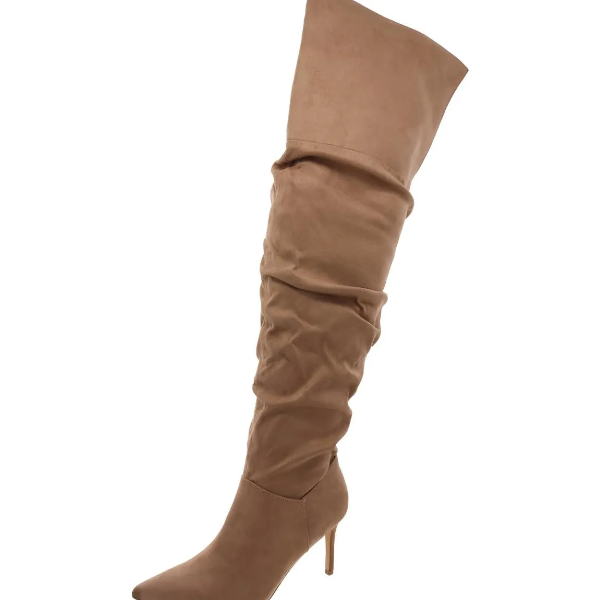 Solid Faux Suede Knee-High Boots