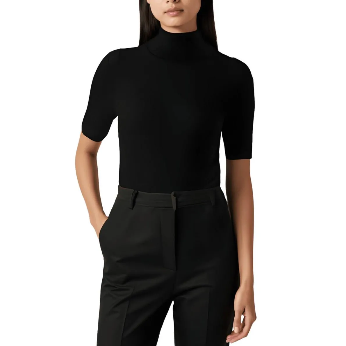 Solid Knit Turtleneck Sweater