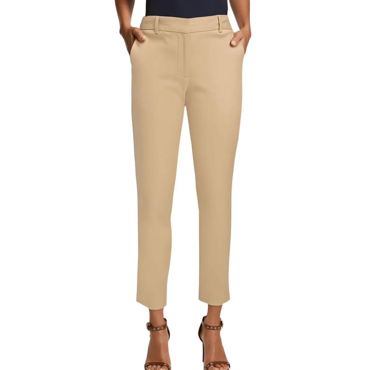 Solid Linen Ankle Pants
