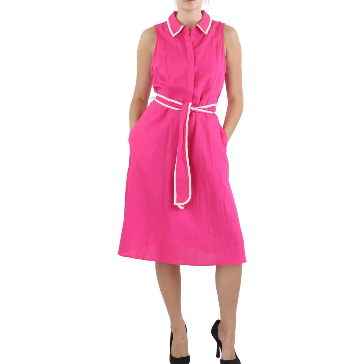 Solid Linen Sheath Dress