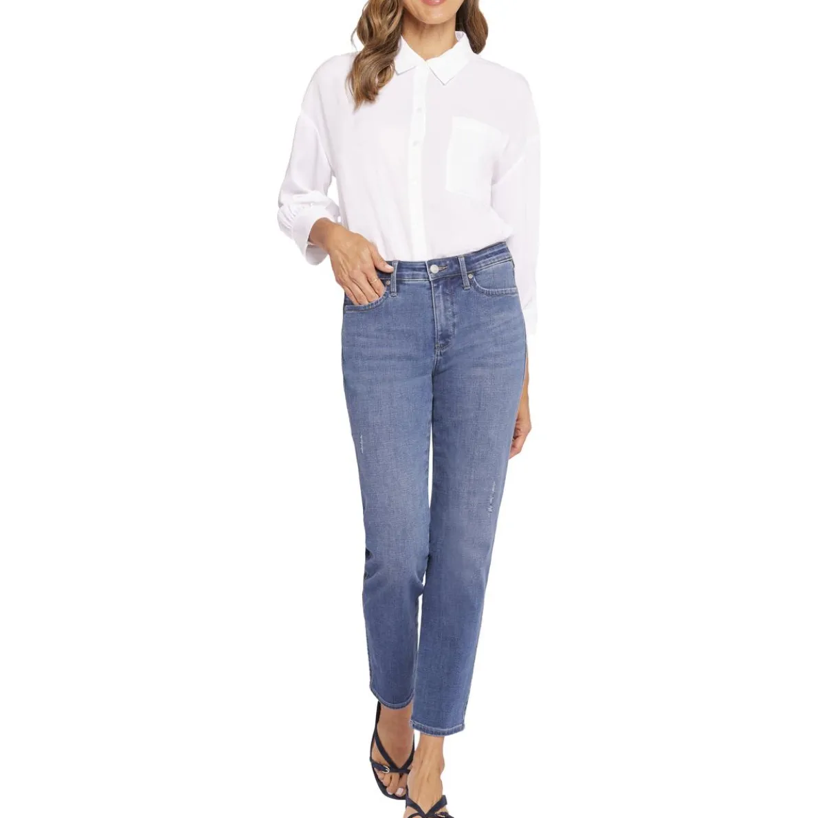 Stella Distressed Denim Tapered Leg Jeans