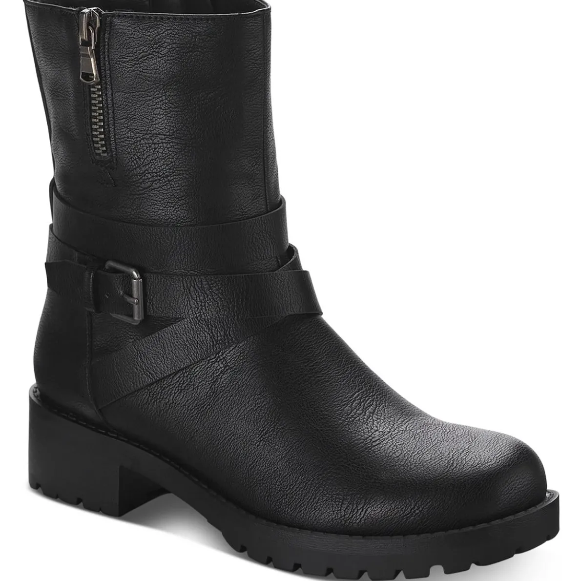 Stellaa Faux Leather Lugged Sole Motorcycle Boots