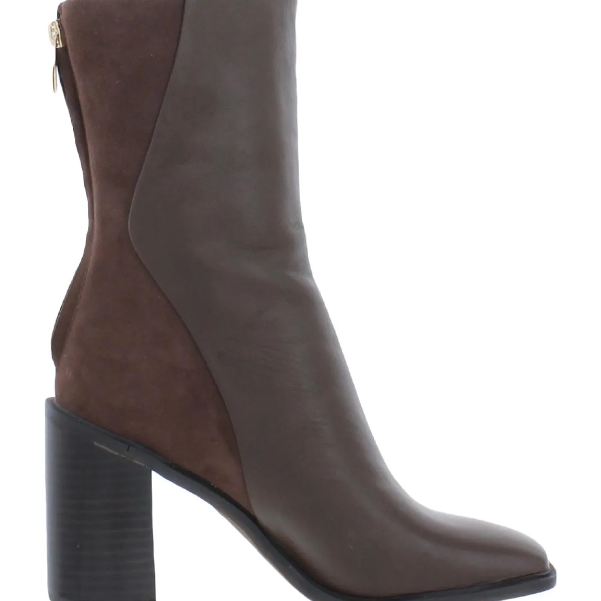 Steviena Zipper Leather Mid-Calf Boots