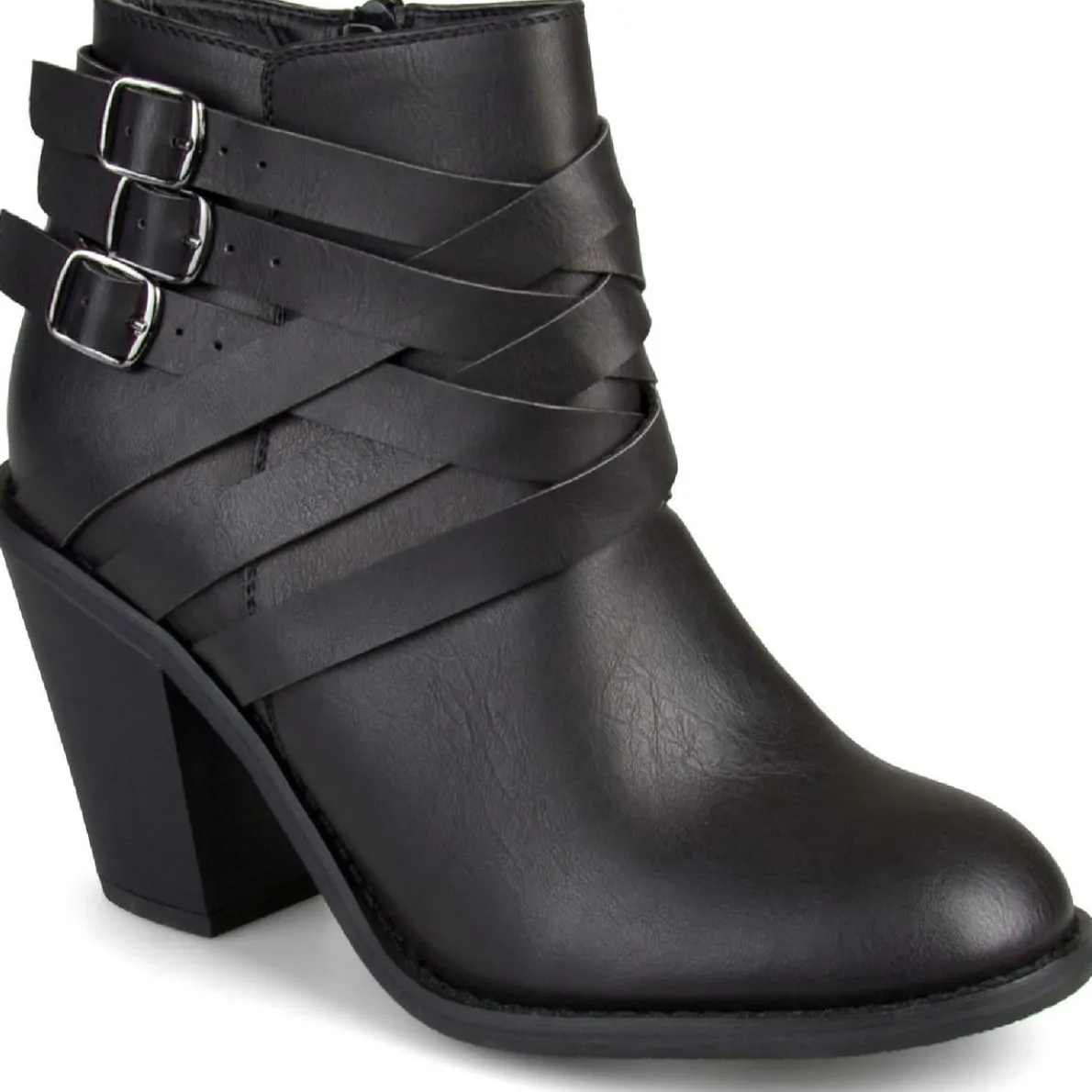 Strap Padded Insole Zip Up Booties