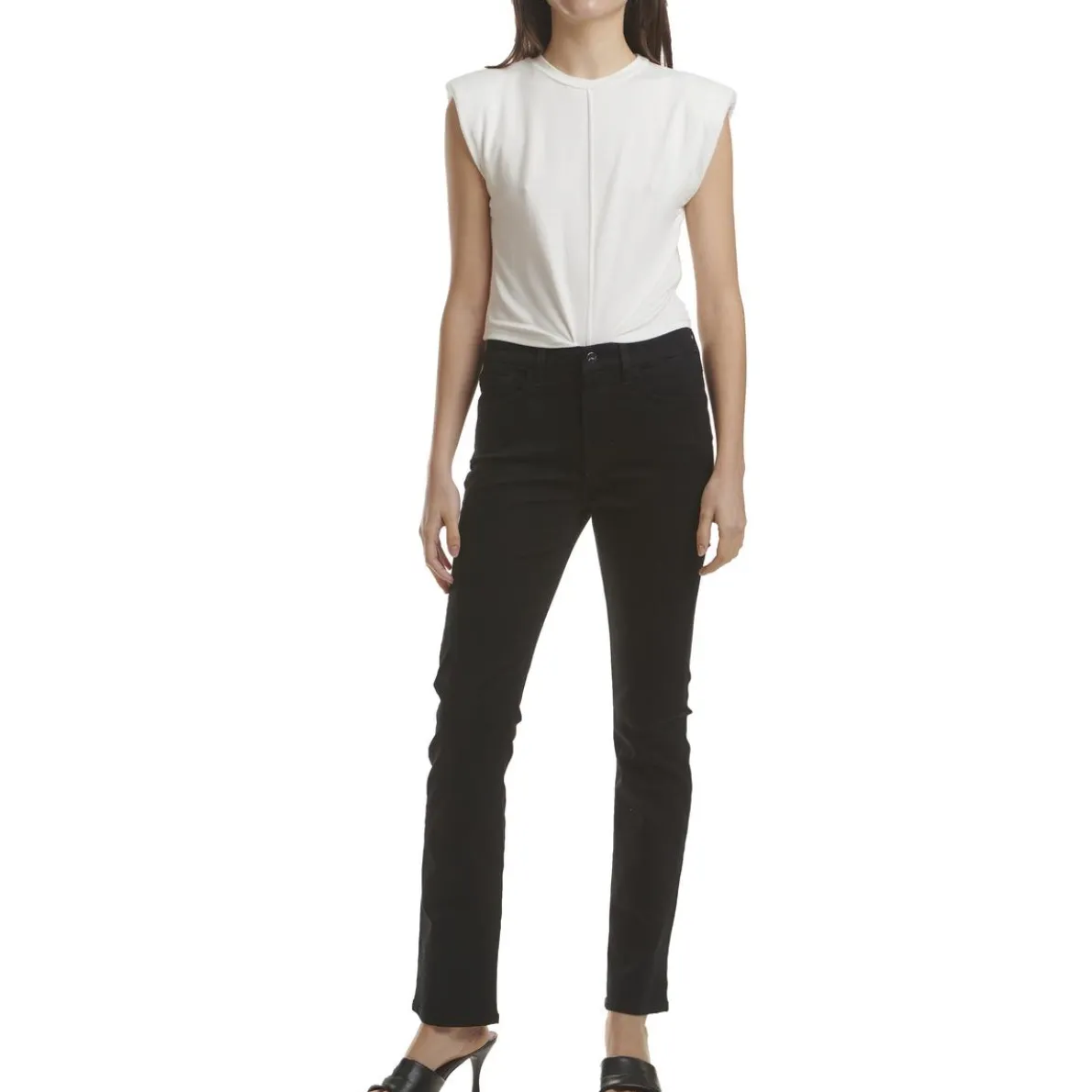 Stretch Denim Straight Leg Jeans