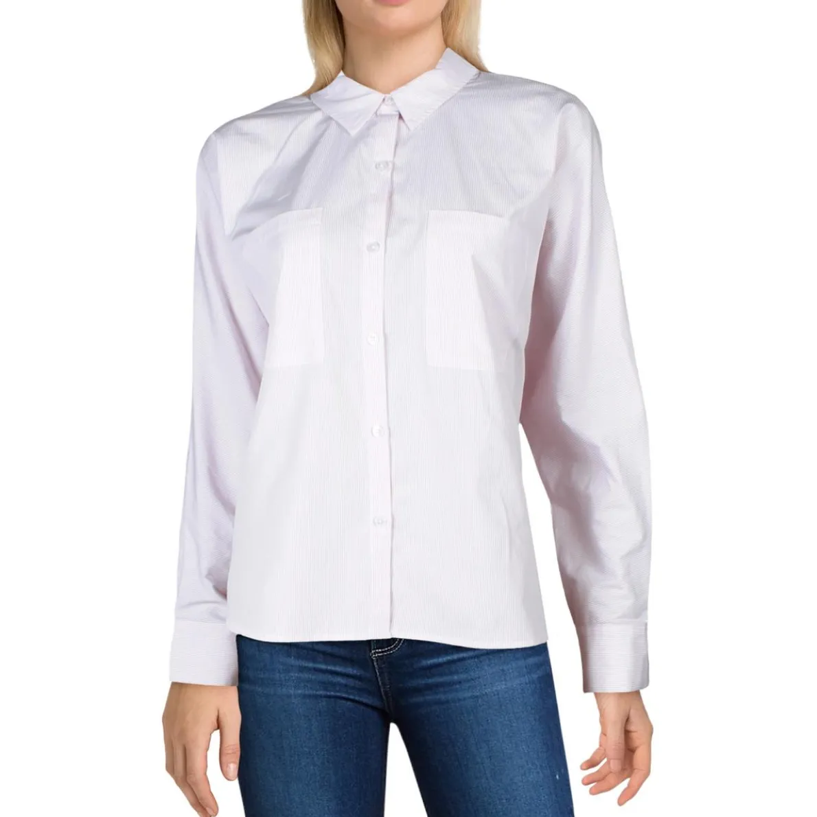 Striped Cotton Button-Down Top