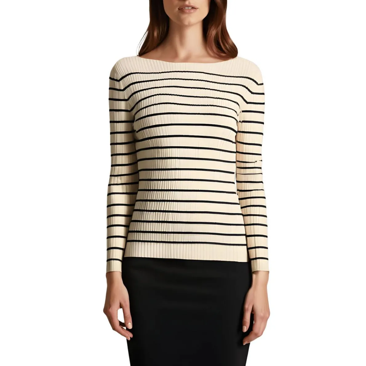 Striped Knit Pullover Sweater