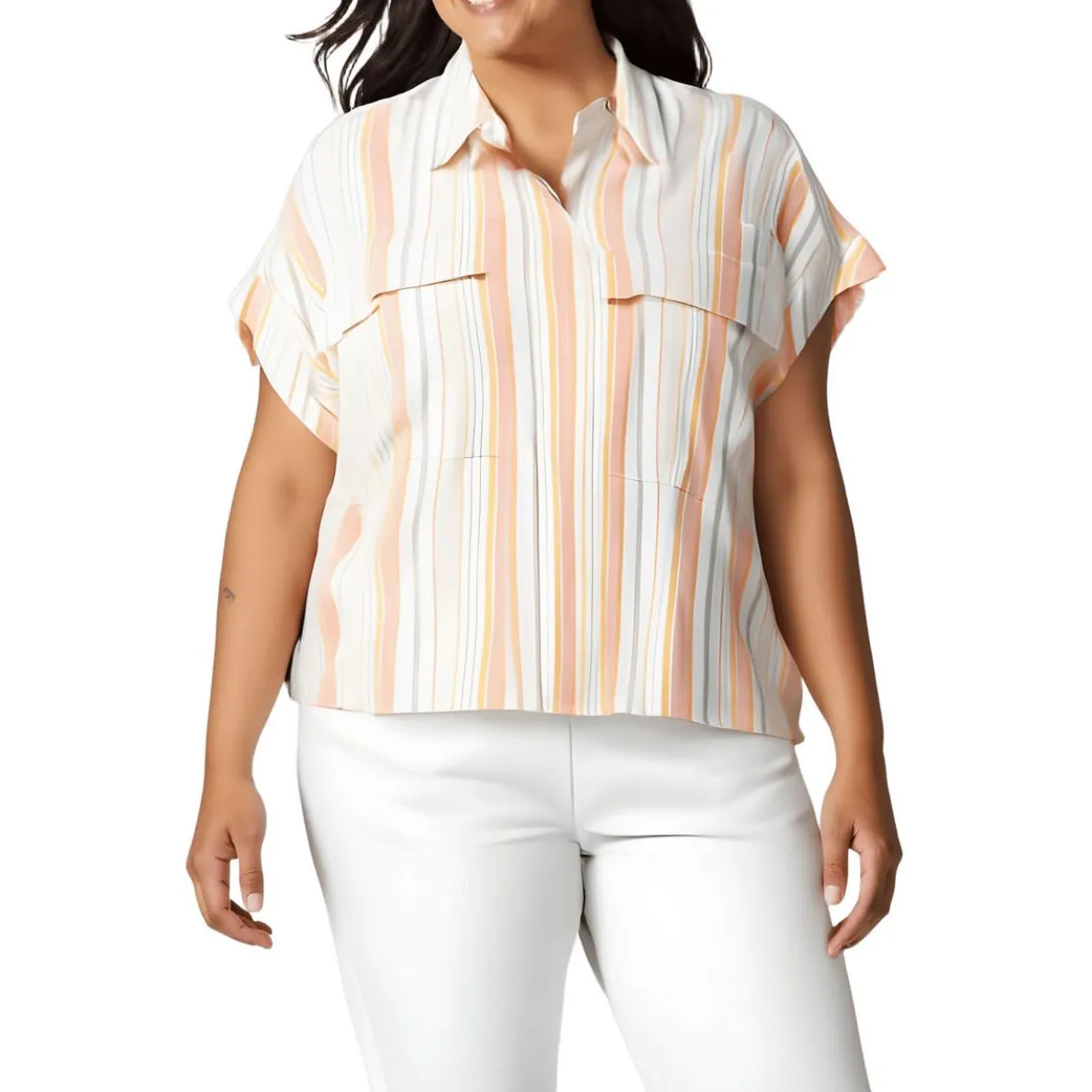 Striped Linen Button-Down Top