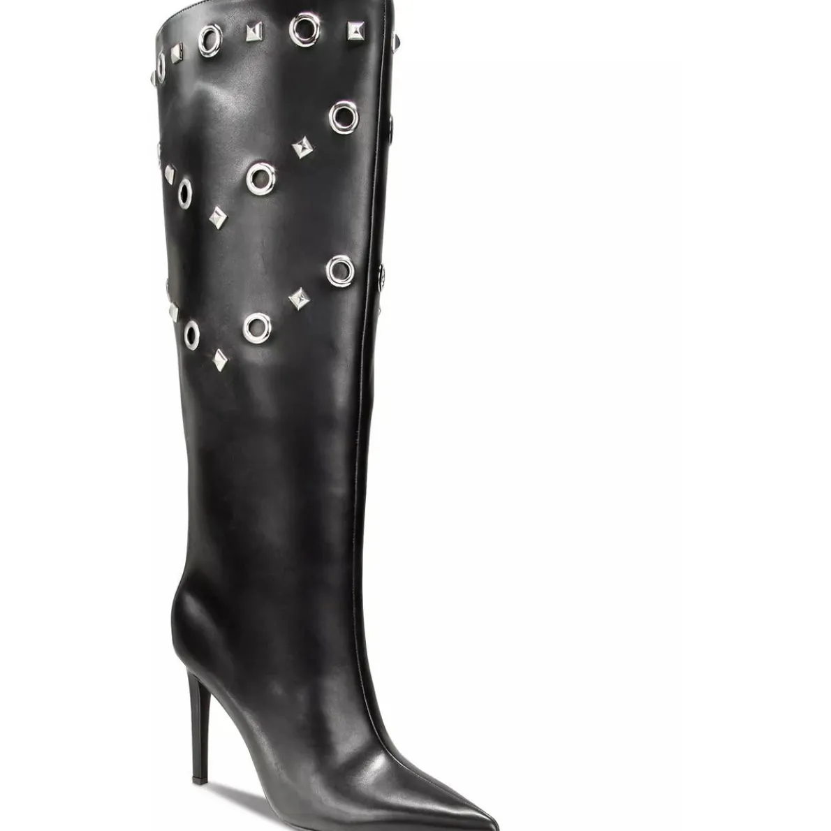 Studded Faux Leather Knee-High Boots