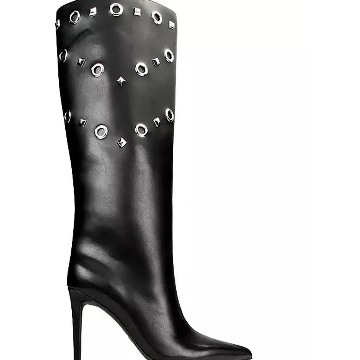 Studded Faux Leather Knee-High Boots