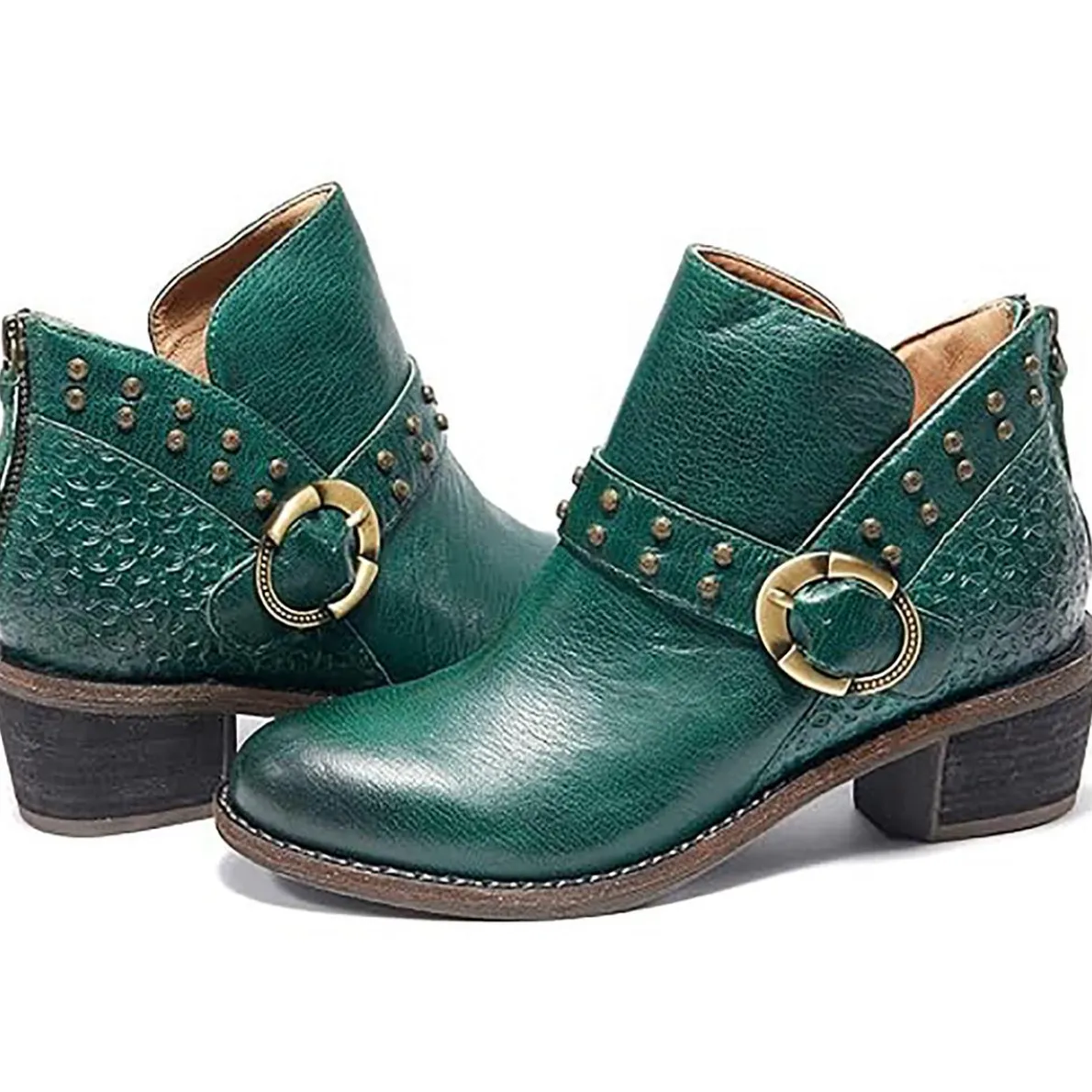 Studded Leather Ankle Boots