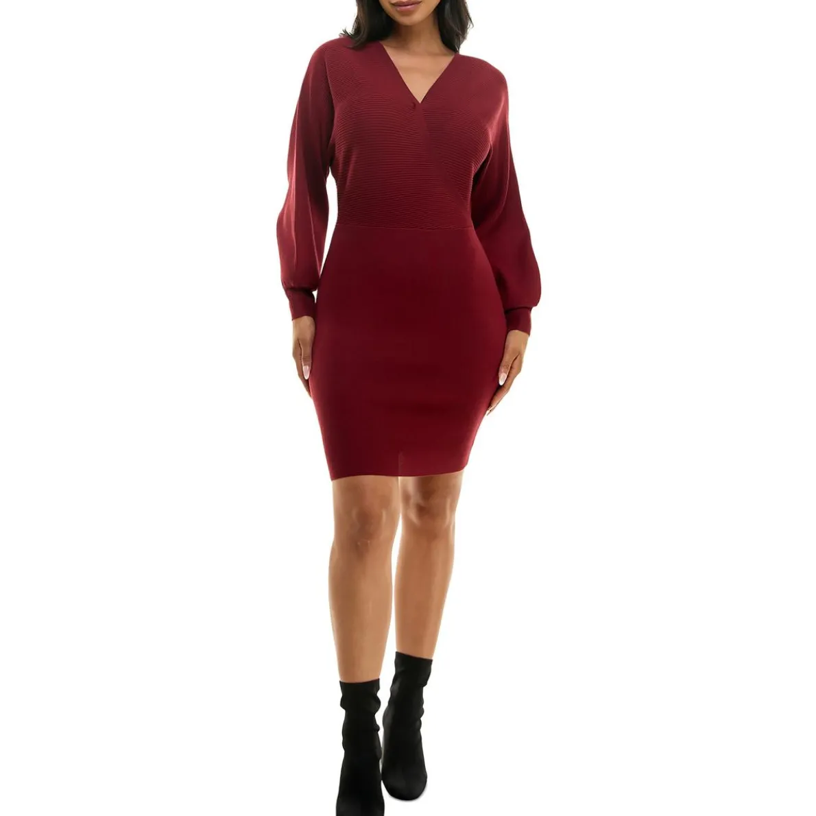 Surplice Above Knee Sweaterdress