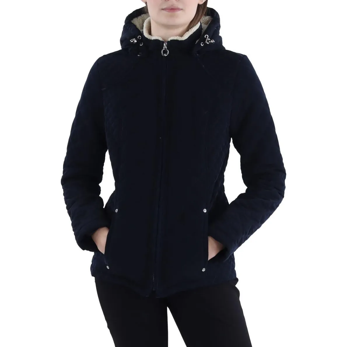 Faux Fur Hooded Quilted Coat