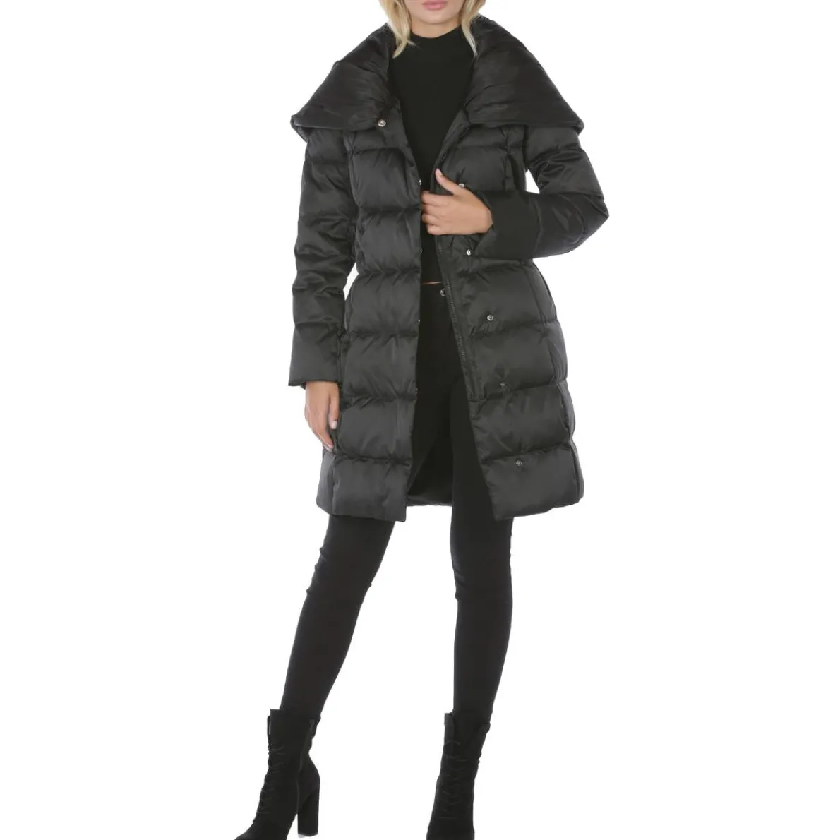 Margot Quilted Mid-Length Down Fill Winter Puffer Coat