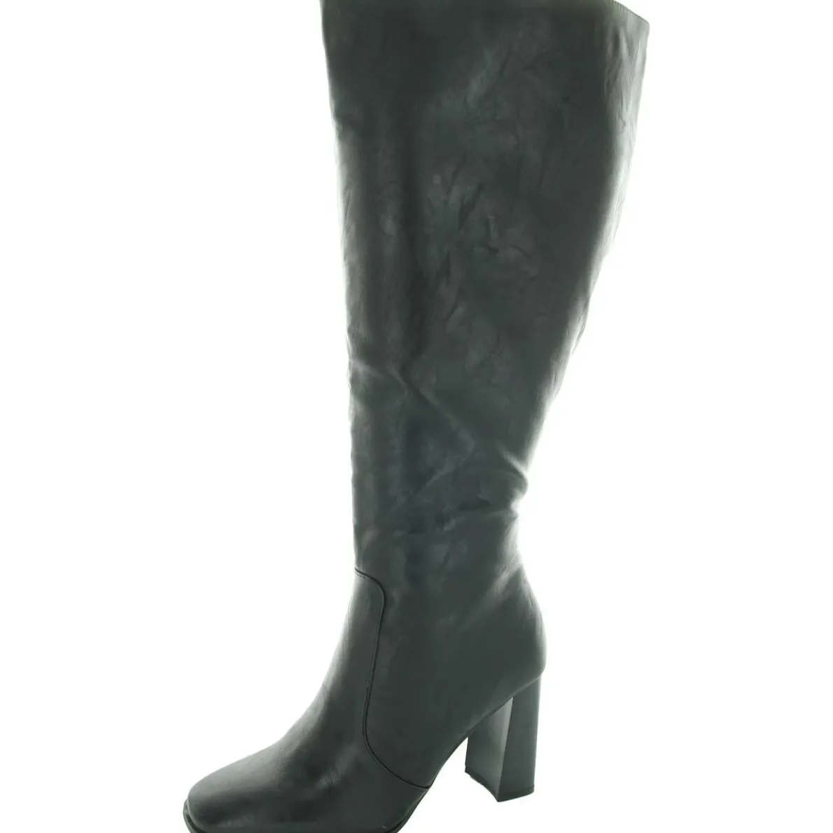 Zipper Faux Leather Knee-High Boots