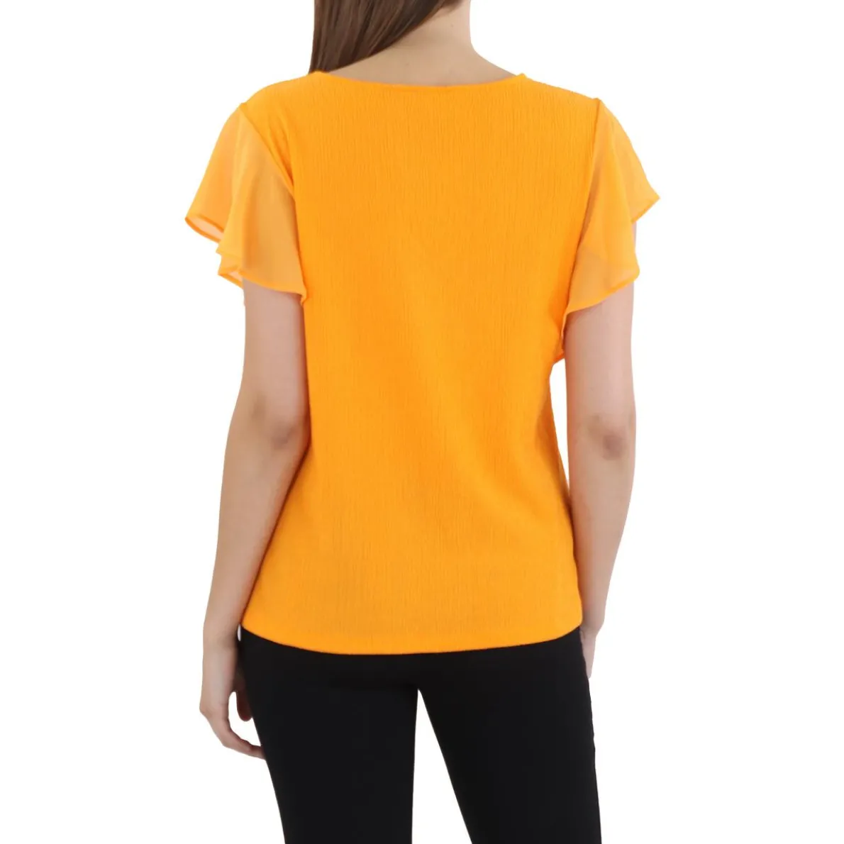 Chiffon Trim V Neck Blouse