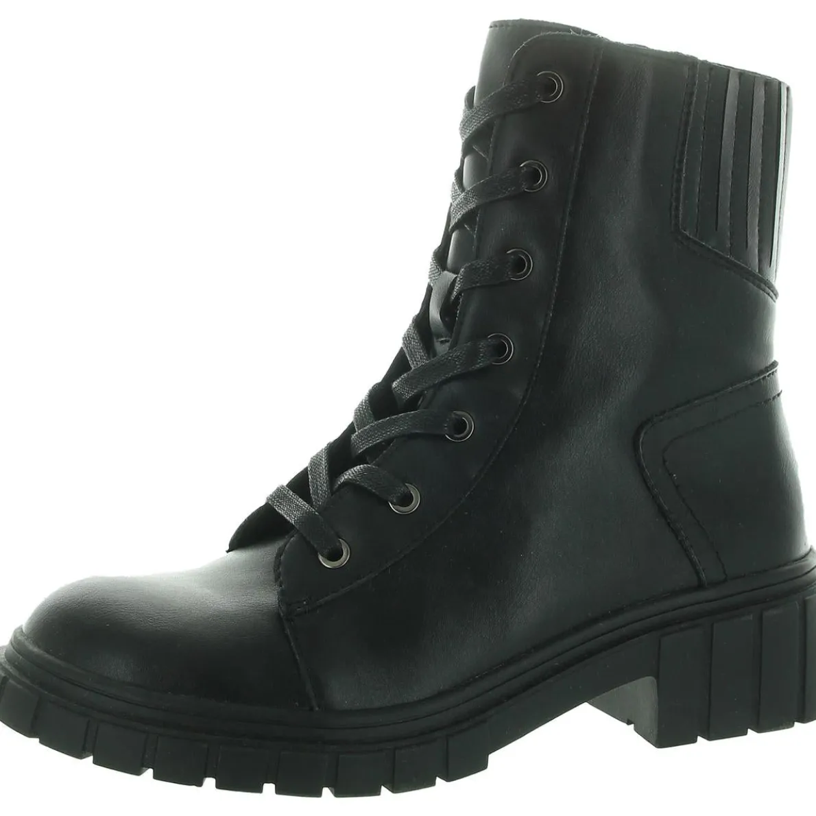 Lugged Sole Leather Ankle Boots