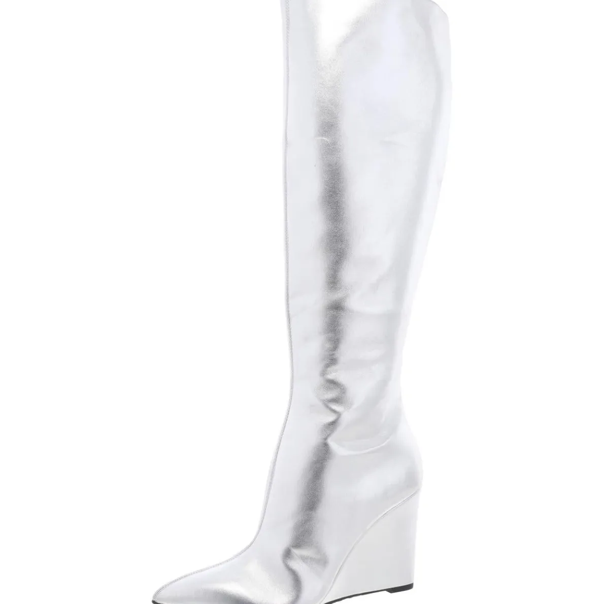 Faux Leather Knee-High Wedge Boots