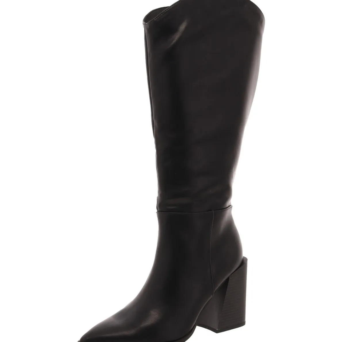 Tati Block Heel Faux Leather Knee-High Boots