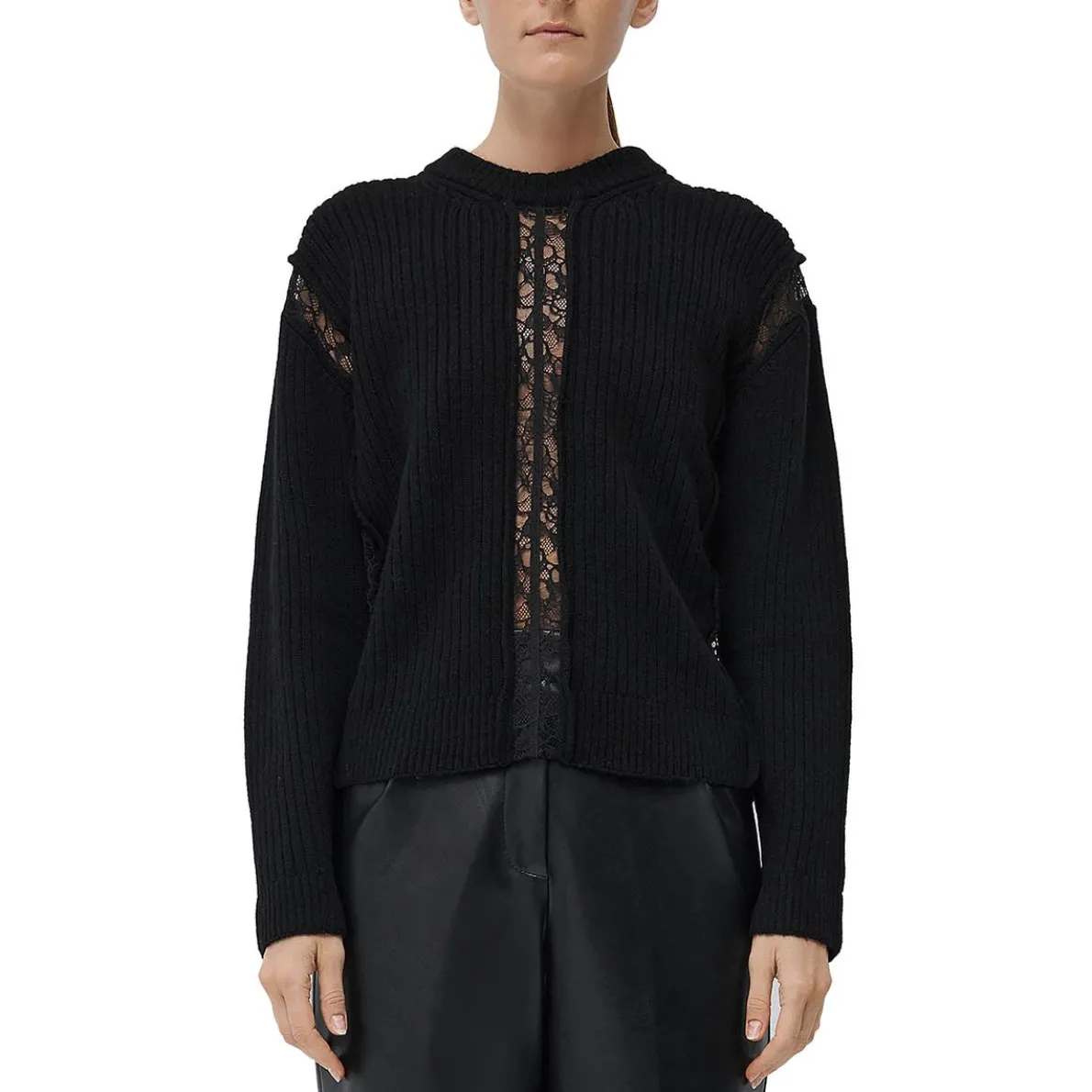 Jonathan Simkhai Wool Lace Trim Pullover Sweater