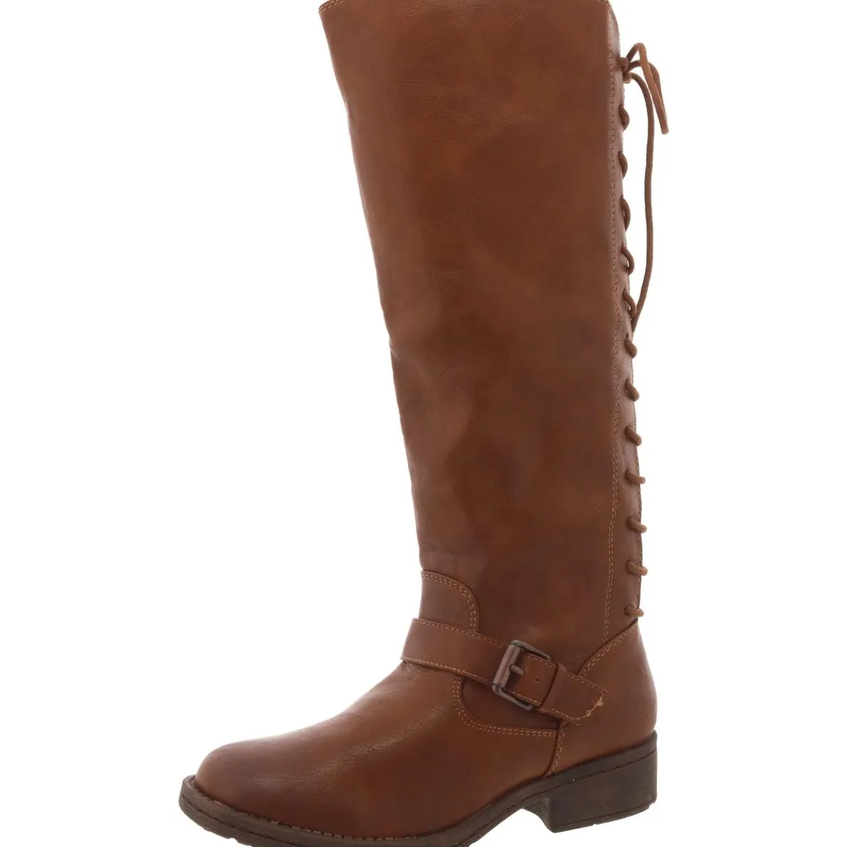 Selden Faux Leather Block Heel Knee-High Boots