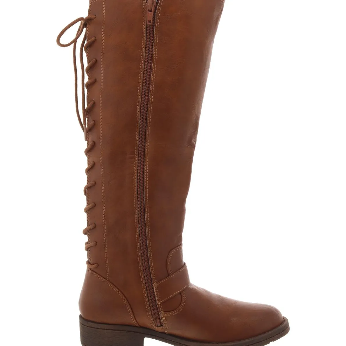 Selden Faux Leather Block Heel Knee-High Boots