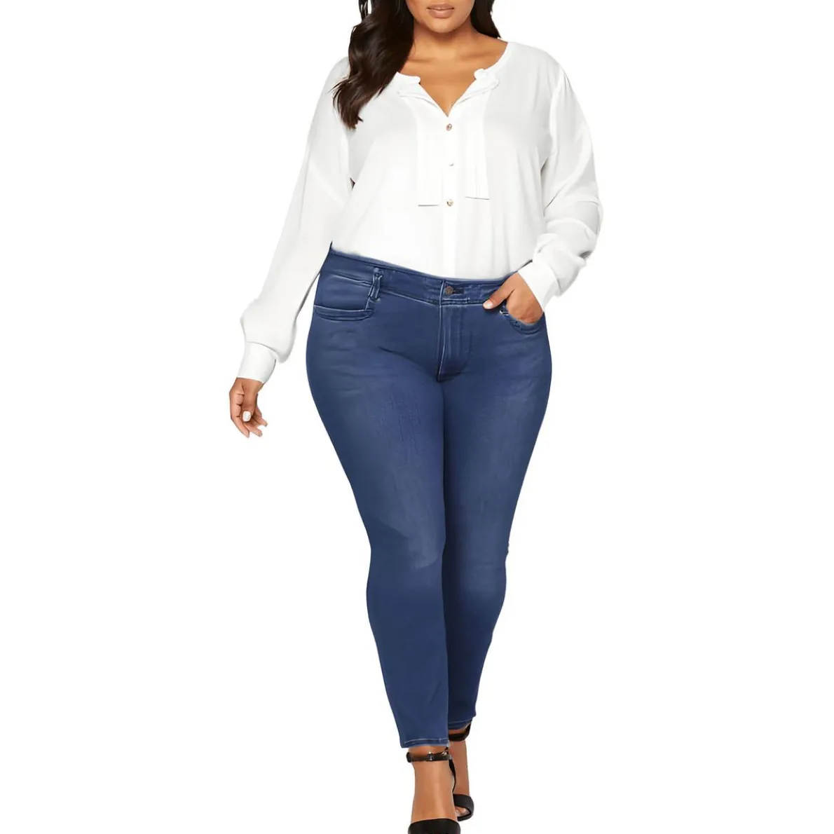 Plus Marilyn Stretch Denim Straight Leg Jeans
