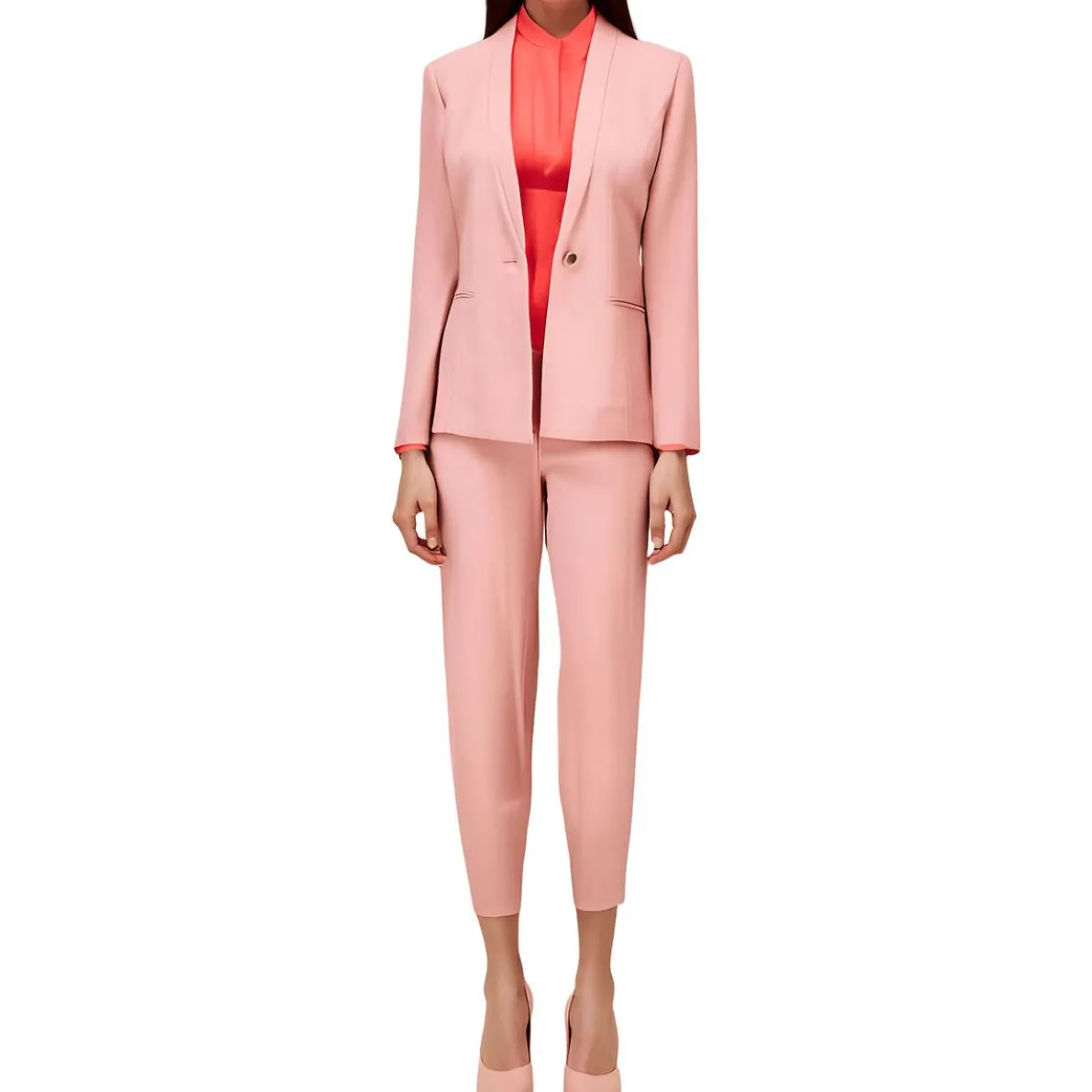 Textured One-Button Blazer