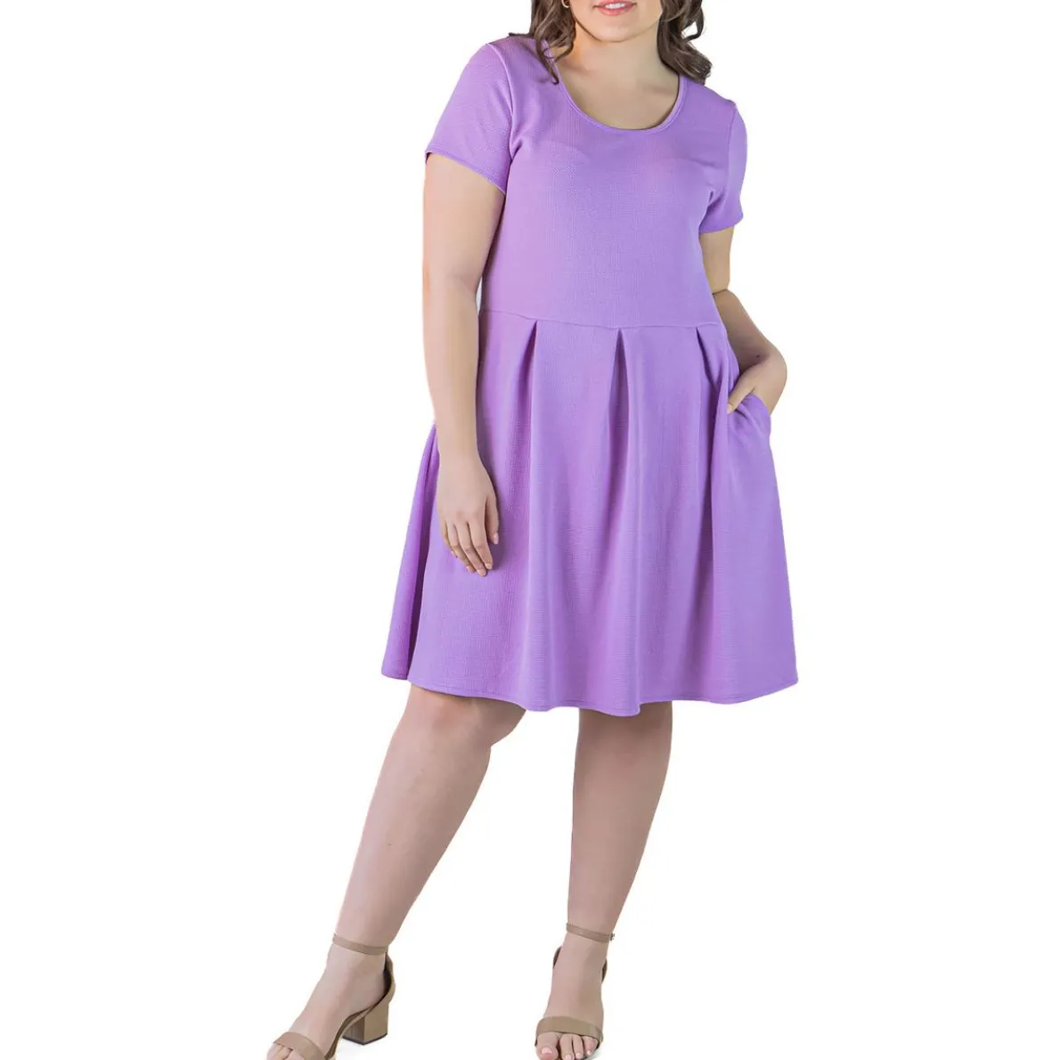 Textured Knee Length Shift Dress