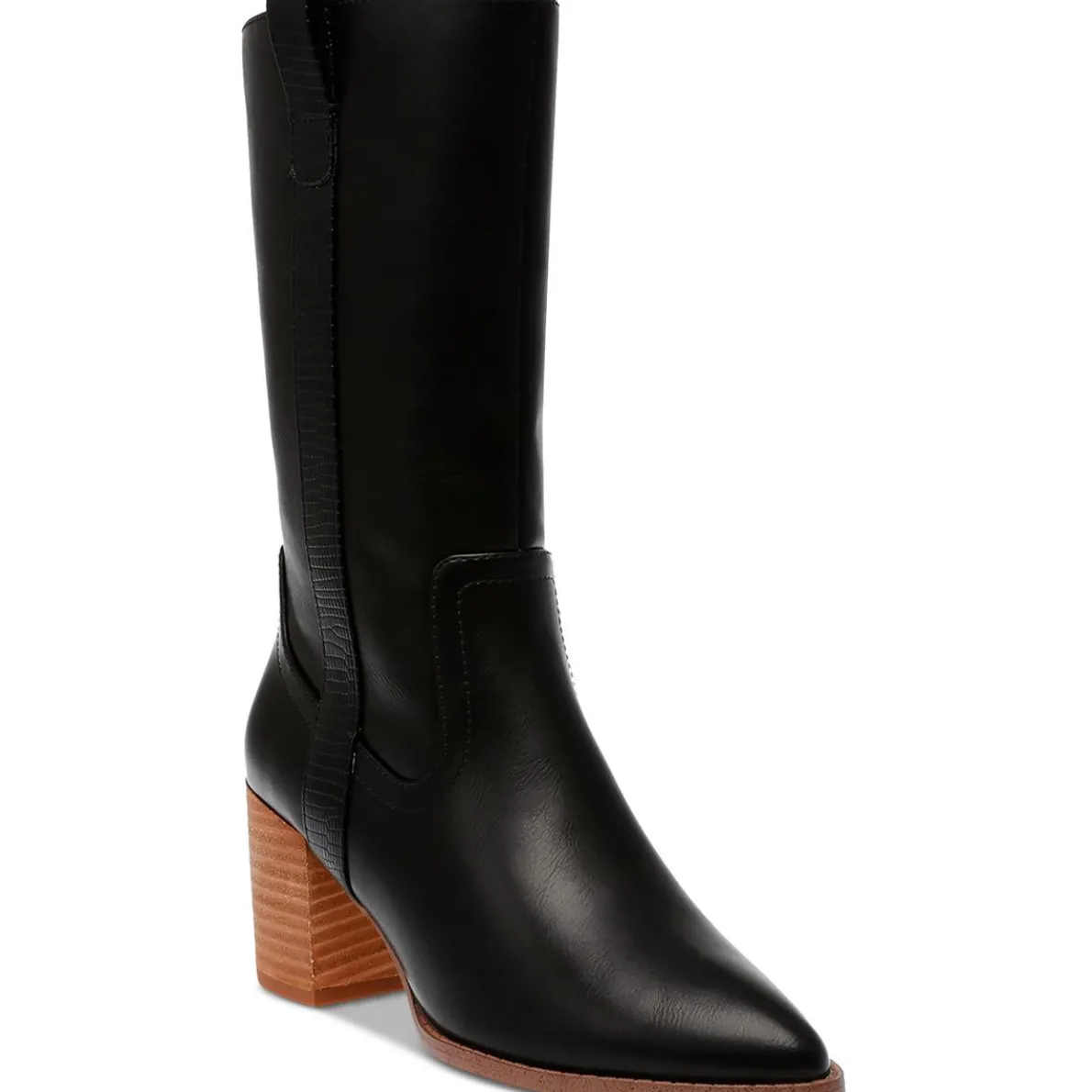 Tezza Faux Leather Zipper Mid-Calf Boots
