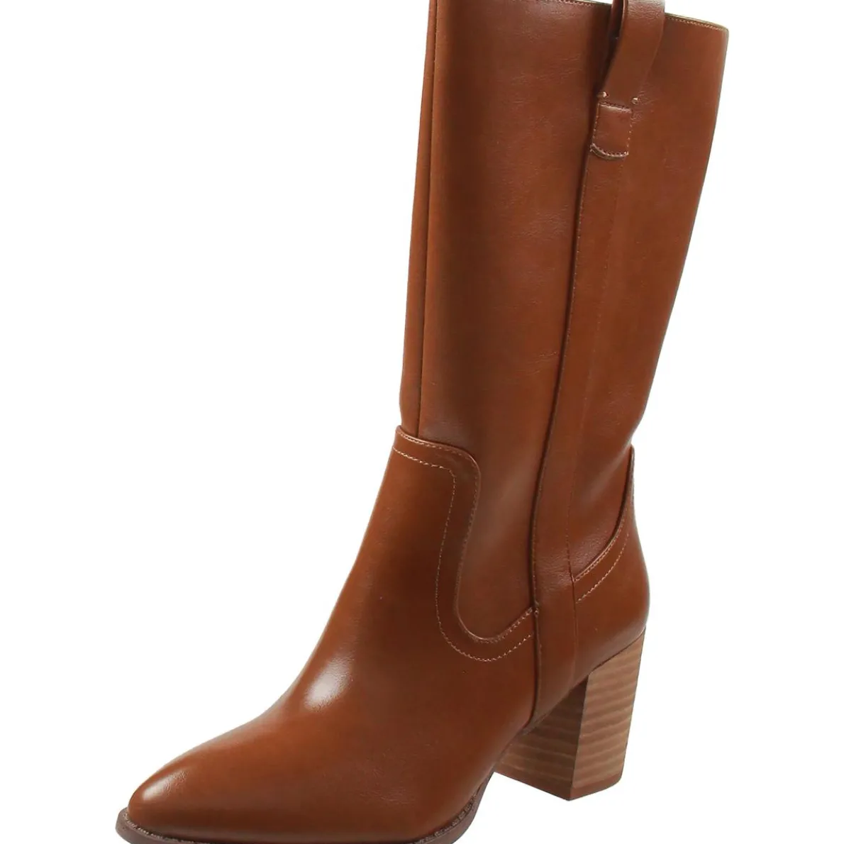 Tezza Faux Leather Zipper Mid-Calf Boots