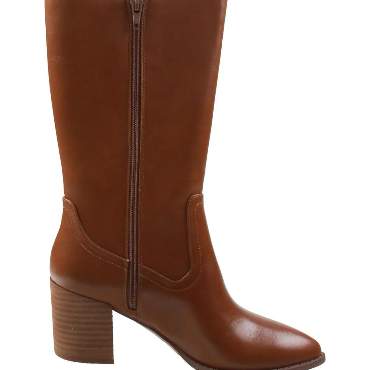 Tezza Faux Leather Zipper Mid-Calf Boots