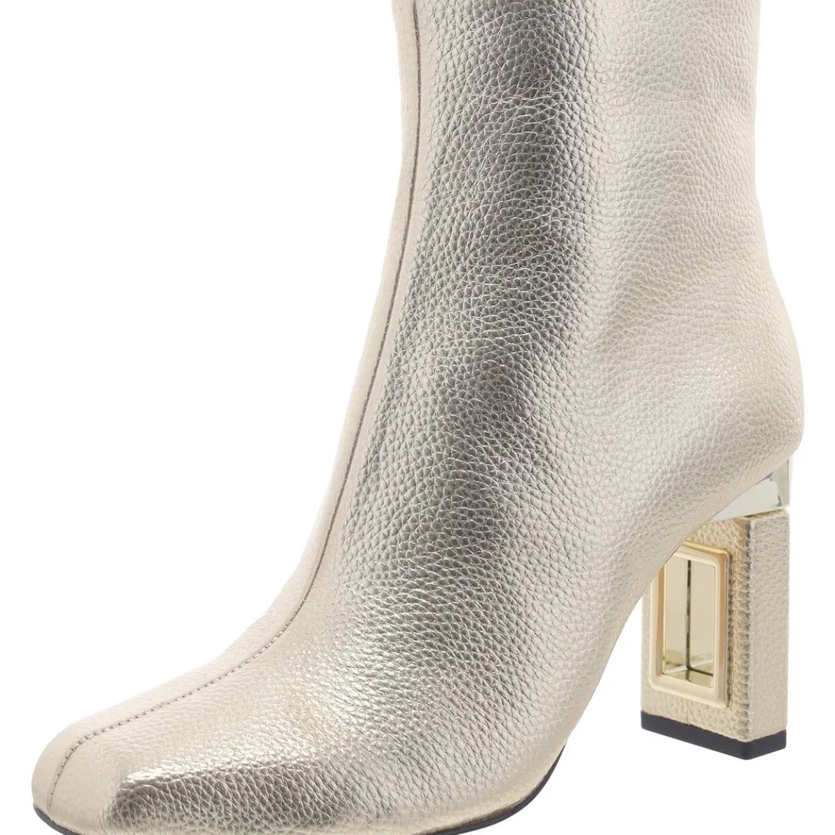 THE HOLLOW HEEL BOOTIE Faux Leather Square Toe Ankle Boots
