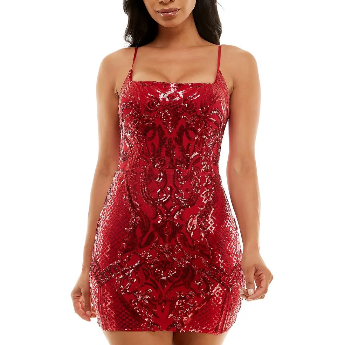 Bee Darlin Juniors Sequined Mesh Bodycon Dress