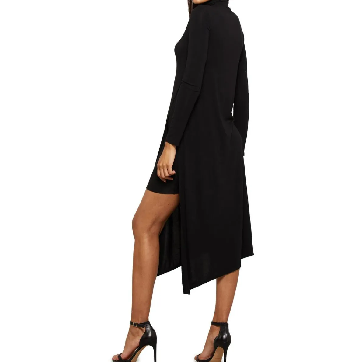 Turtleneck Asymmetric Midi Dress