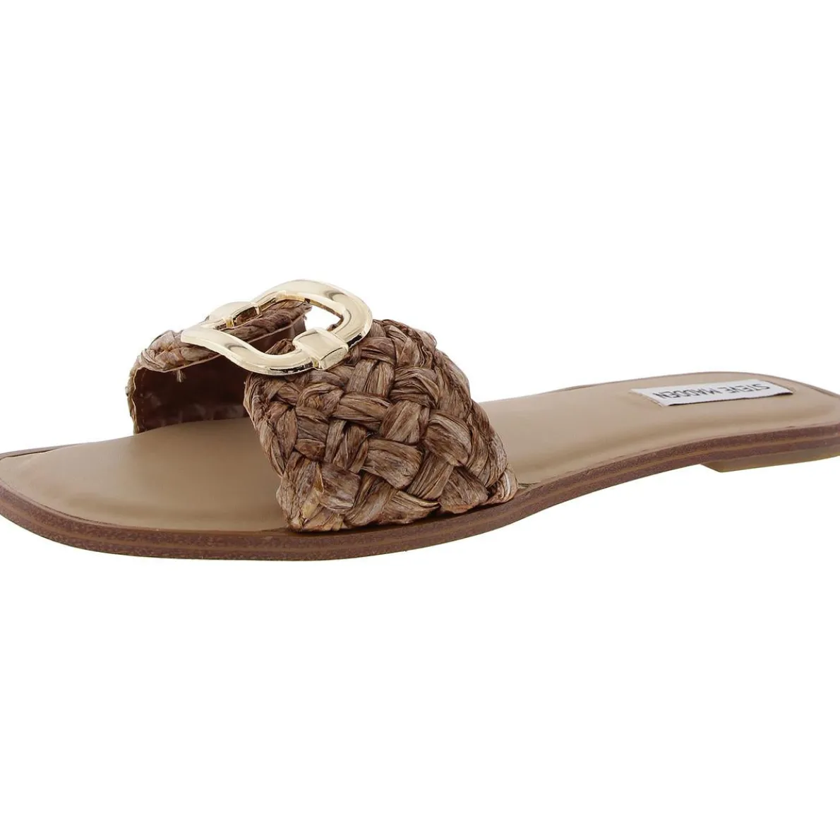 Guarenteed Metallic Straw Slide Sandals