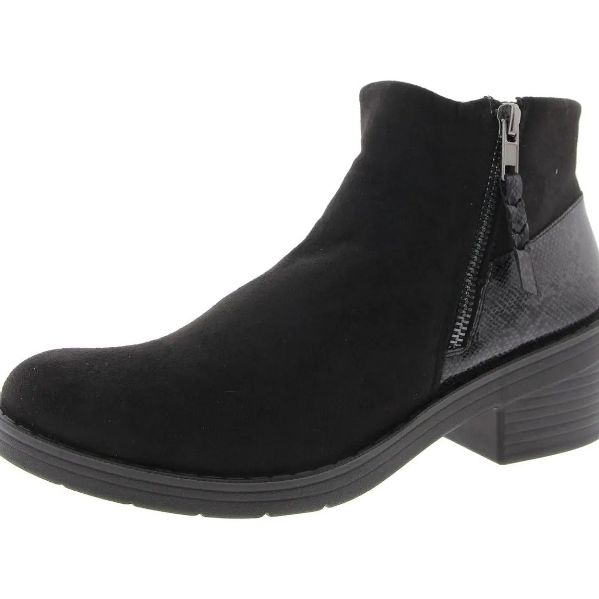 Outgoing Faux Suede Snake Print Ankle Boots