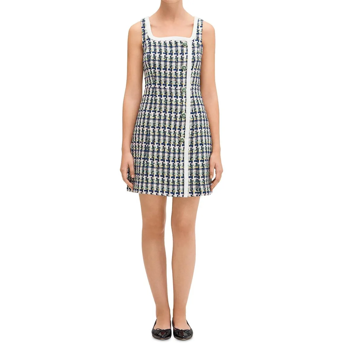 Tweed Sleeveless Casual Dress