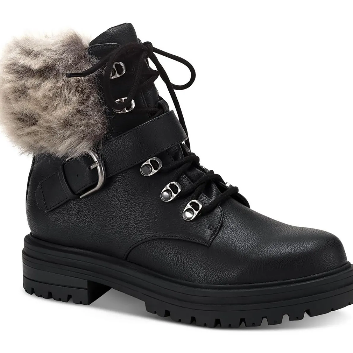 Orlenaa Faux Leather Lugged Sole Combat & Lace-Up Boots