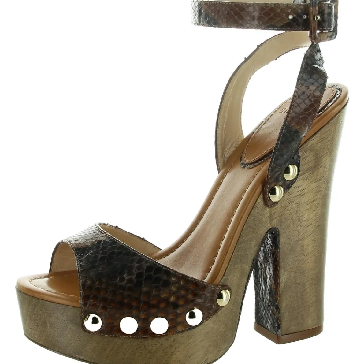 Snake Print Leather Heels