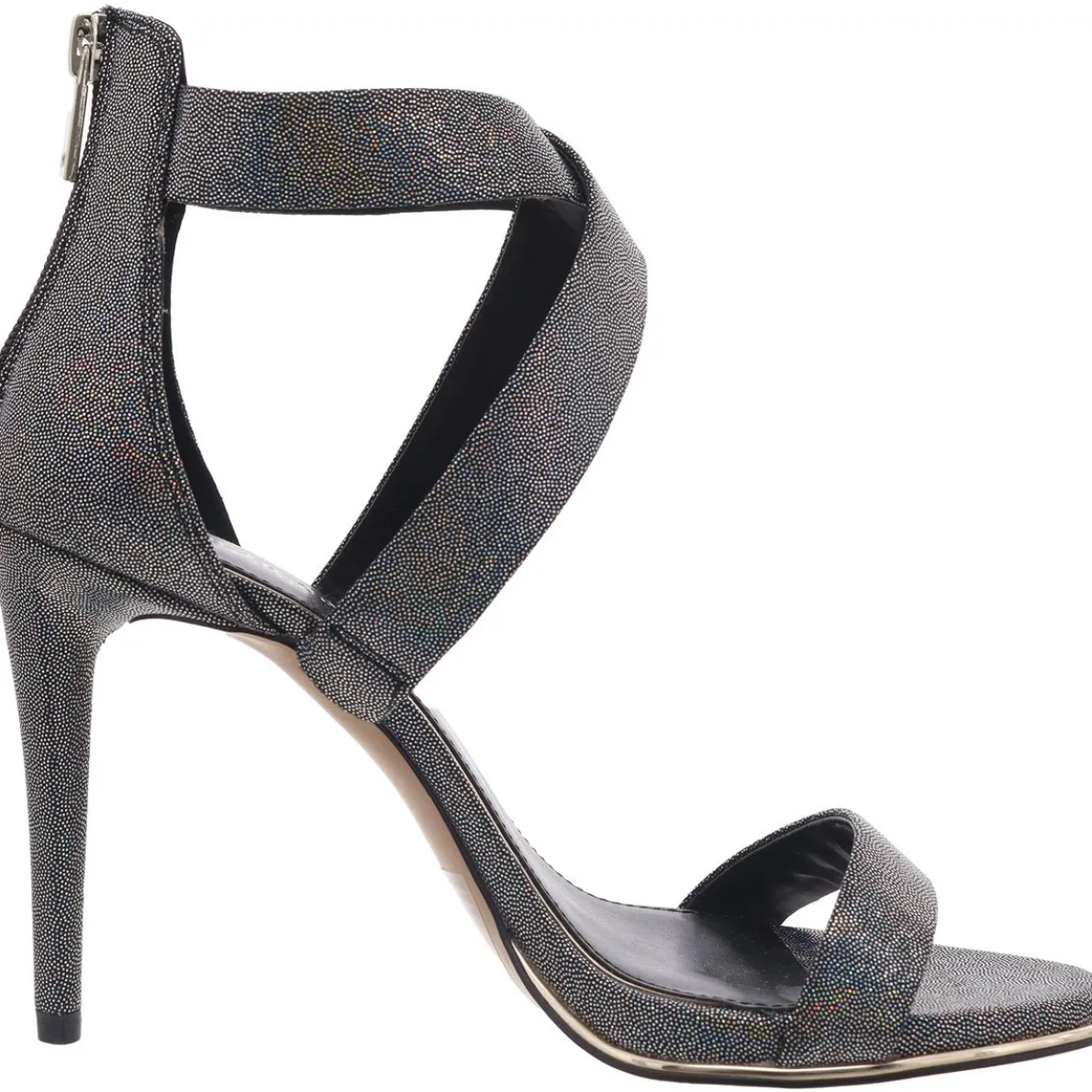 Brooke Cross Zipper Open Toe Heel Sandals