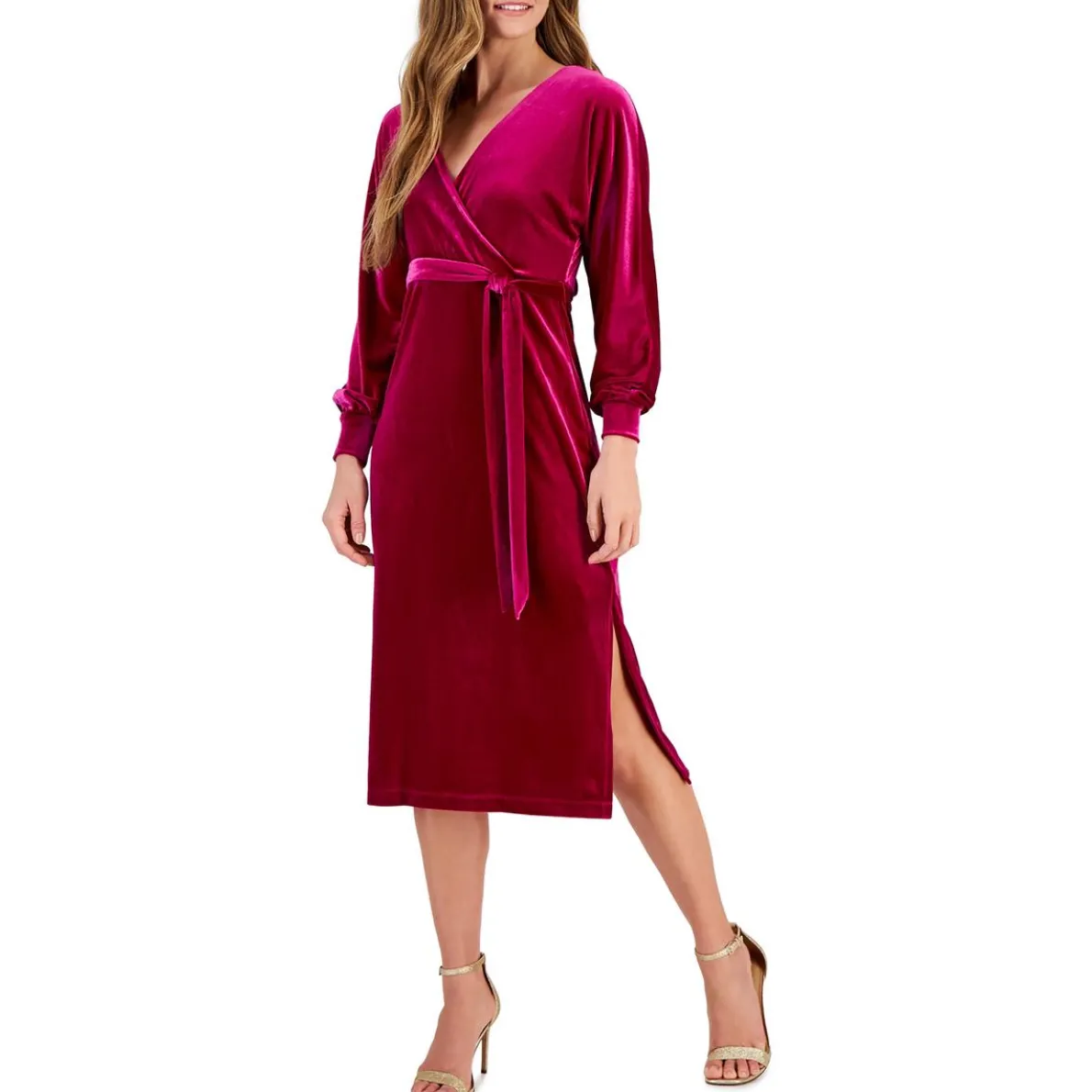 Solid Velvet Midi Dress
