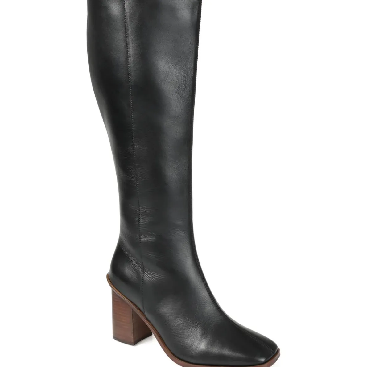Zipper Leather Knee-High Boots